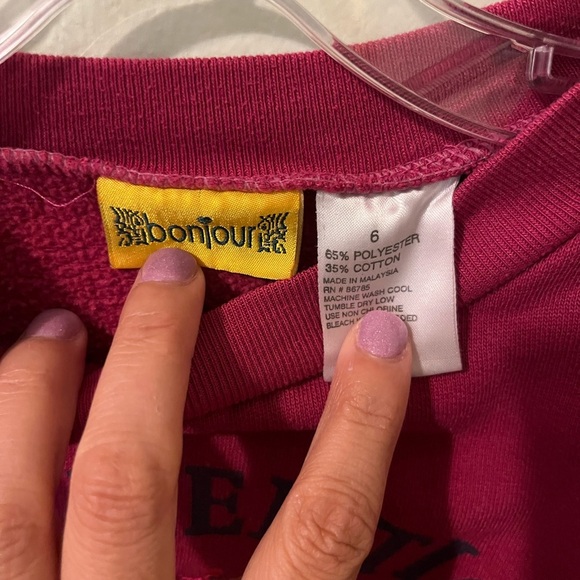 Girls Vintage Bonjour Paris Sweatshirt - Picture 2 of 7